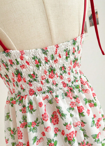 Комбінована кежуал сукня кльош, в стилі армпір, з відкритою спиною SHEIN з квітковим принтом