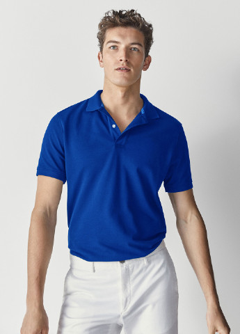 Синяя футболка-поло для мужчин Massimo Dutti однотонная