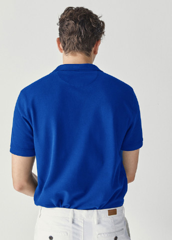 Синяя футболка-поло для мужчин Massimo Dutti однотонная