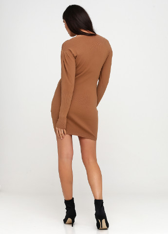 Светло-коричневое кэжуал платье платье-свитер Hostar однотонное