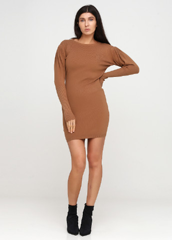 Світло-коричнева кежуал сукня сукня светр Hostar однотонна