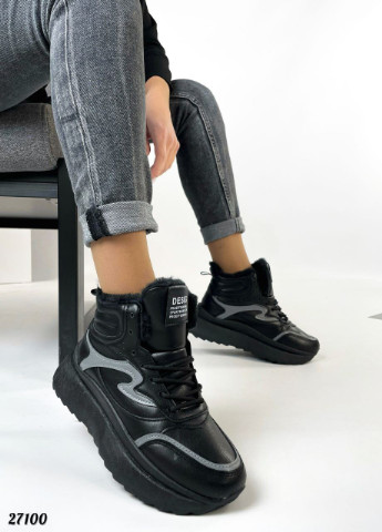 Черные зимние зимние женские кроссовки No Brand