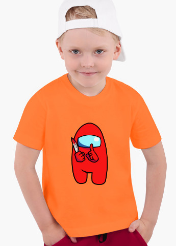 Помаранчева демісезонна футболка дитяча амонг ас червоний (among us red) (9224-2417) MobiPrint