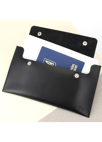 Тревел-конверт для путешествий кожаный на кнопках HC черный HandyCover (228663266)