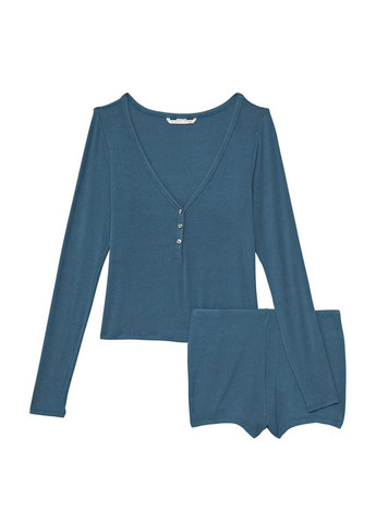 Синя всесезон піжама (лонгслів, шорти) лонгслів + шорти Victoria's Secret