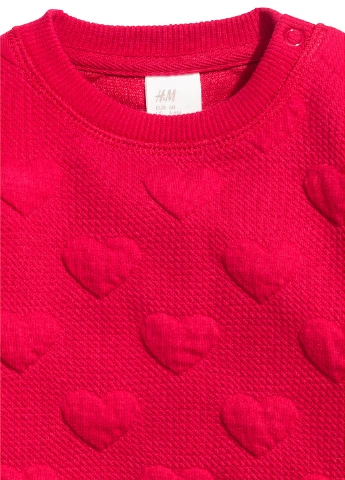 H&M свитшот однотонный красный кэжуал полиэстер