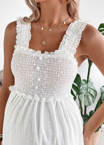 Белое праздничный, кэжуал платье для беременных клеш, с открытыми плечами, с открытой спиной SHEIN однотонное