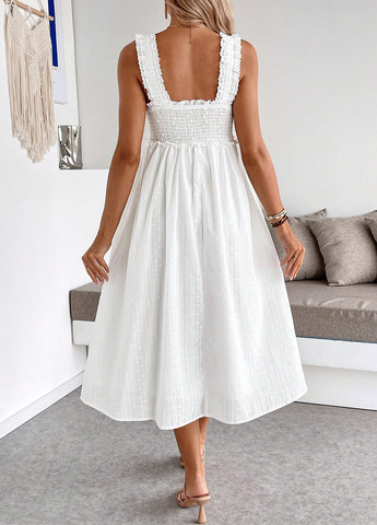 Белое праздничный, кэжуал платье для беременных клеш, с открытыми плечами, с открытой спиной SHEIN однотонное