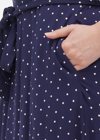 Темно-синее кэжуал платье с открытыми плечами Boden в горошек