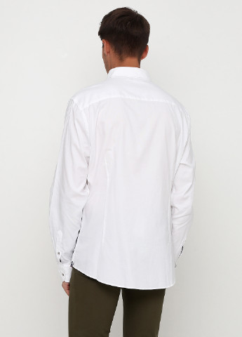 Белая кэжуал рубашка однотонная Massimo Dutti с длинным рукавом