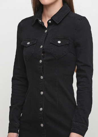 Черное джинсовое платье рубашка Missguided однотонное