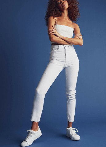 Белые летние укороченные, слим, скинни джинсы женские летние белые DeFacto