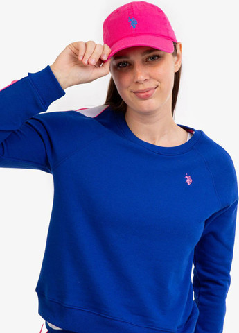 Синій світшот U.S. Polo Assn. однотонний лампаси (324296523)