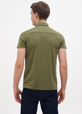 Оливковковая (хаки) кэжуал рубашка однотонная Benson & Cherry