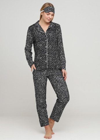 Черная всесезон пижама (рубашка, брюки, повязка) рубашка + брюки Pijamoni