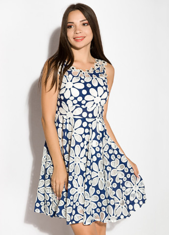 Синя кежуал сукня кльош Time of Style з квітковим принтом