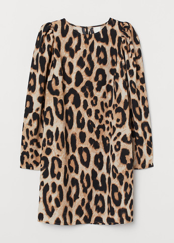 Бежевое кэжуал платье H&M леопардовый