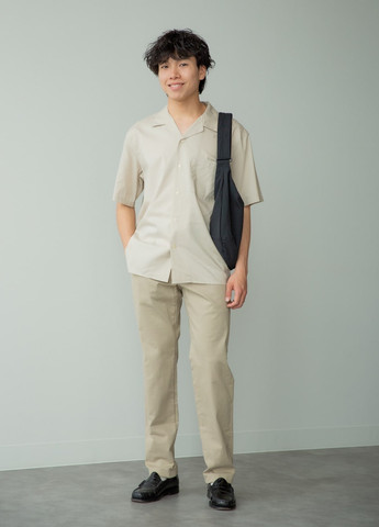 Бежевая кэжуал рубашка однотонная Uniqlo