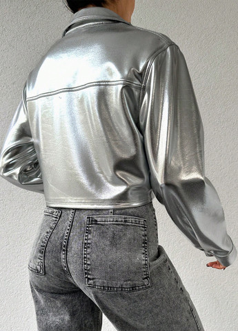 Серебряная демисезонная куртка косуха SHEIN