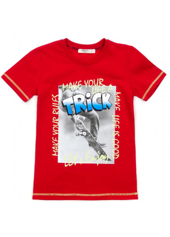 Червона демісезонна футболка дитяча "trick" (15692-134b-red) Breeze