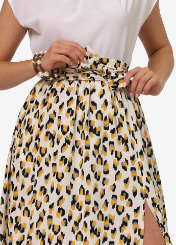 Молочная кэжуал леопардовая юбка Lila Kass клешированная