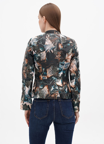 Комбинированная демисезонная куртка кожаная Rossini