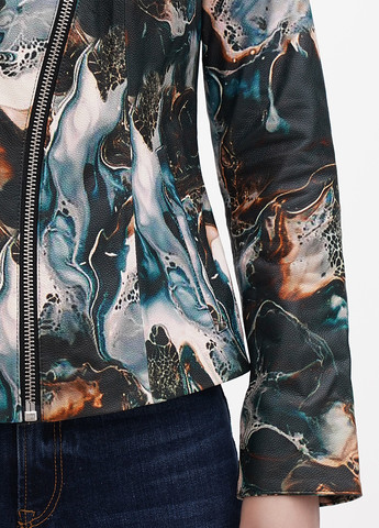 Комбинированная демисезонная куртка кожаная Rossini