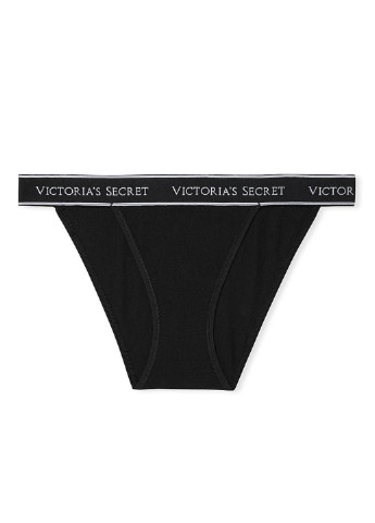 Трусики Victoria's Secret бикини логотипы чёрные домашние хлопок, трикотаж