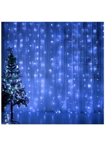 Гирлянда штора водопад 3x3м 300LED 220V синяя (CW-GW-300L33VWFBL) Colorway (254593236)
