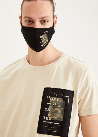 Бежевая летняя комплект(футболка, маска) DeFacto