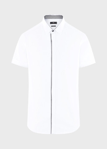 Белая кэжуал рубашка однотонная Oodji