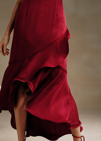 Бордовое вечернее, кэжуал платье на запах SHEIN однотонное