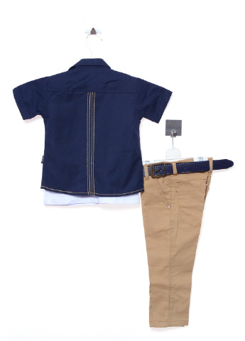 Темно-синій демісезонний комплект (штани, сорочка, футболка) BOMBIS