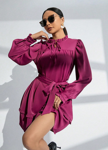 Фуксинова (кольору Фукія) кежуал сукня кльош SHEIN однотонна