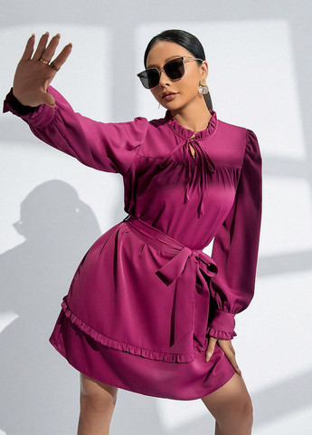 Фуксинова (кольору Фукія) кежуал сукня кльош SHEIN однотонна