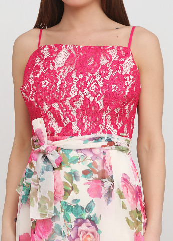 Розовое кэжуал платье с открытыми плечами Rinascimento с цветочным принтом