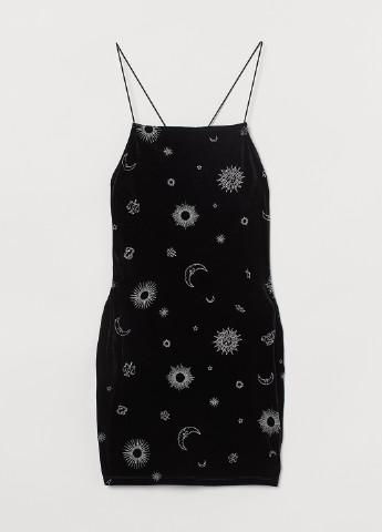 Черное коктейльное платье H&M с рисунком