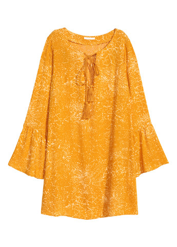 Желтое кэжуал платье H&M с абстрактным узором