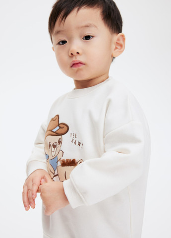 Молочний світшот H&M малюнок вишивка, аплікація (369791853)