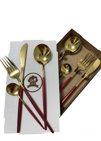 Набір столових приладів Kitchen Бордовий на 1 персону Home (253383950)