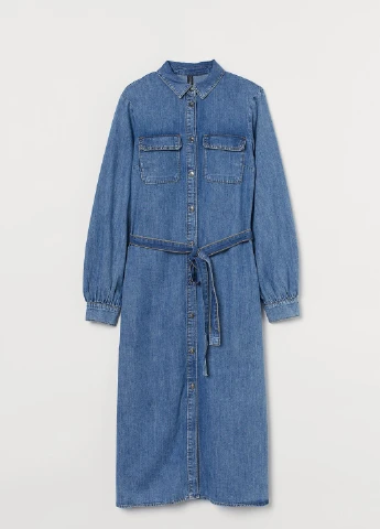 Синее джинсовое платье H&M однотонное