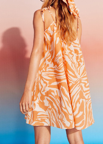 Оранжевое кэжуал платье H&M зебра