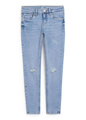 Голубые демисезонные зауженные джинсы C&A