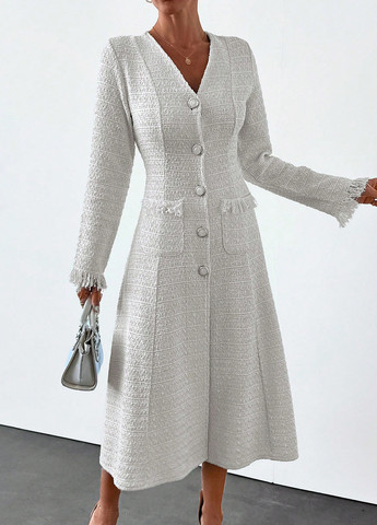 Білий кежуал сукня сукня-жакет SHEIN однотонна