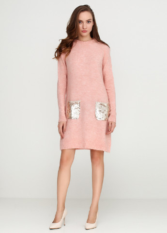 Светло-розовое кэжуал платье MS однотонное