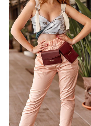 Набор женских бордовых кожаных сумок Mini поясная/кроссбоди BlankNote однотонная белая кэжуал