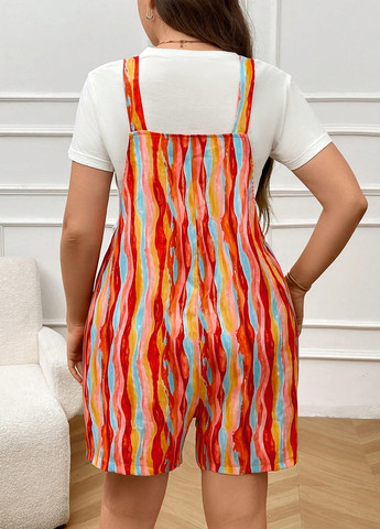 Комбінезон SHEIN комбінезон-шорти абстрактний комбінований кежуал поліестер