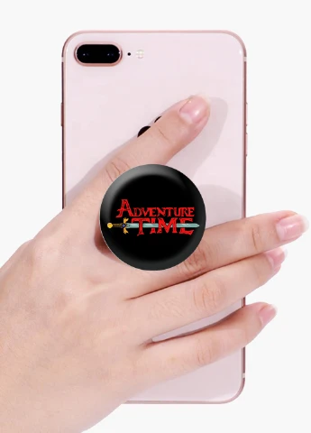 Попсокет (Popsockets) тримач для смартфону Час пригод час Пригод (Adventure Time) (8754-1582) Чорний MobiPrint (216748417)