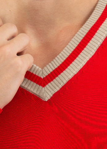 Пуловер цвета фуксии с V-образным вырезом Cortigiani (228877497)