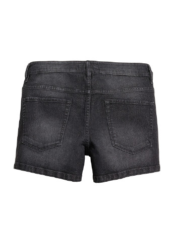Шорты H&M однотонные тёмно-серые джинсовые хлопок